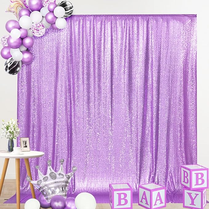 SquarePie 6x8ft Lavender Sequin Backdrop, High Density Non-Transparent Glitter - Image 8
