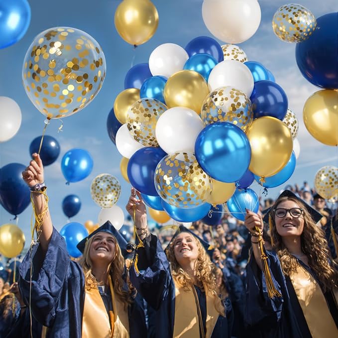 Navy Blue and Gold Confetti Balloons - Image 7