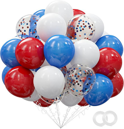 62Pcs Red White and Blue Balloons Kit by OuMuaMua