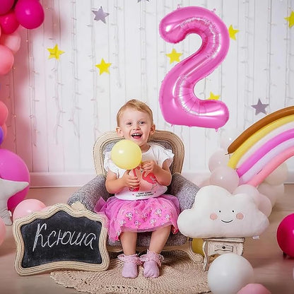 Pink Number Balloons, Large Hot pink Number 2 Balloon 40 Inch Pink 2 Balloon - Image 3