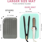 Larger Size Silicone Heat Resistant Mat for Curling Irons, Flat Irons, Hair Straightener and Other Hair Styling Tools, Portable Hot Tools Pad Cover for Travel Vanity Salon(12.0" x 9.0")