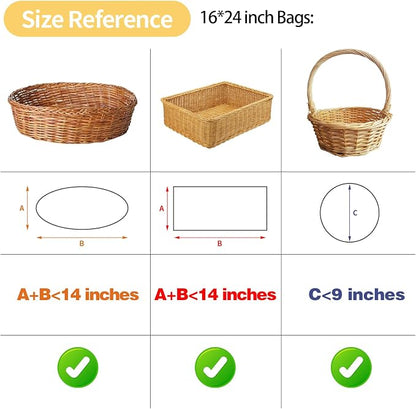 COQOFA 10 Pieces Large Cello/Cellophane Bags 16x 24 Inches Clear Basket Gift - Image 5