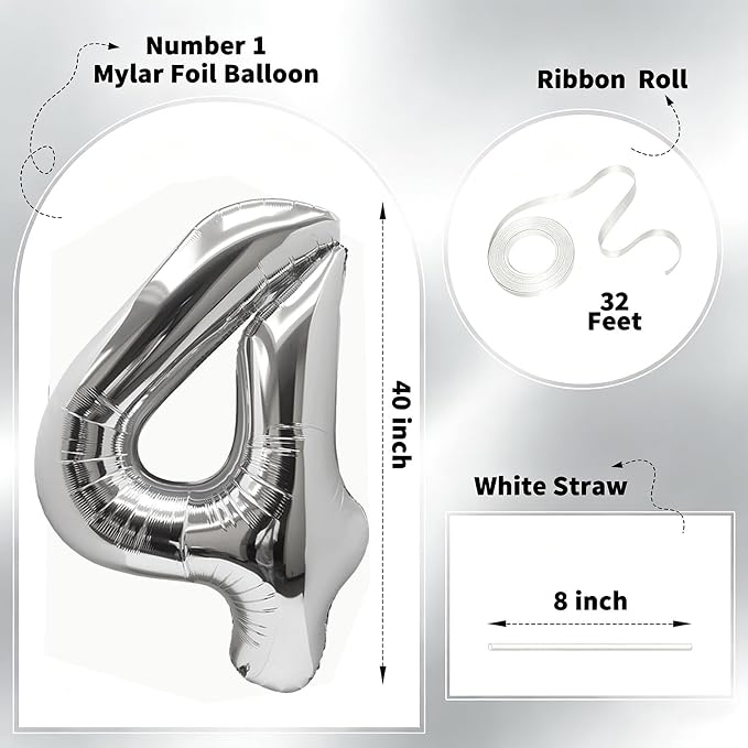 Number Balloons Silver Party Balloon - Image 2