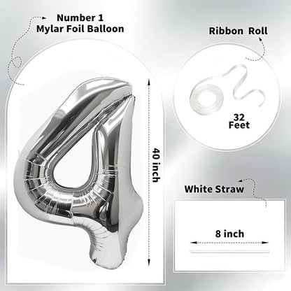 Number Balloons Silver Party Balloon - Image 2