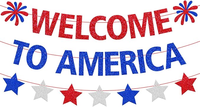 Welcome to America Banner, Home Community Event Decor | Patriotic Red White by Unknown