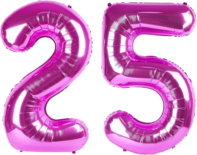 40 Inch Rose Purple Number 25 Balloons Foil Digital Helium Number Balloons by Kelfuoya
