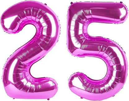 40 Inch Rose Purple Number 25 Balloons Foil Digital Helium Number Balloons by Kelfuoya