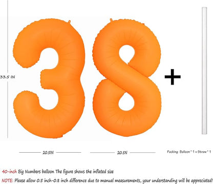 Orange Birthday Number 38 Balloon 40IN Fluorescent Orange 83 Balloon | - Image 2