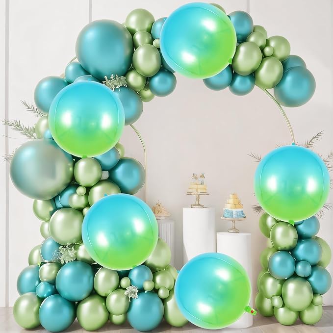Metallic Gradient Blue Balloons, 22 Inch Large Sphere Round Balloons - Image 3