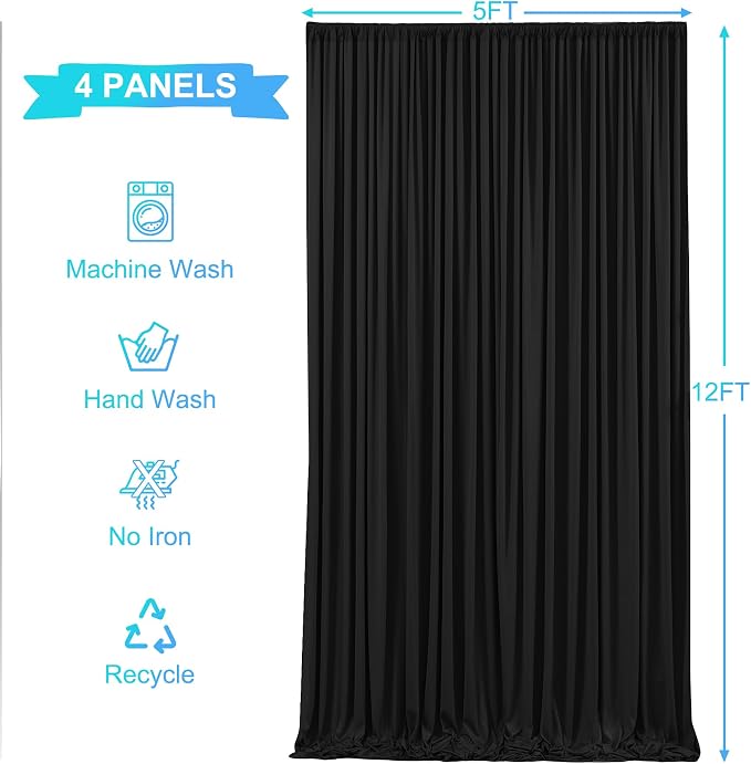 4 Panels Black Backdrop Curtains - Image 6