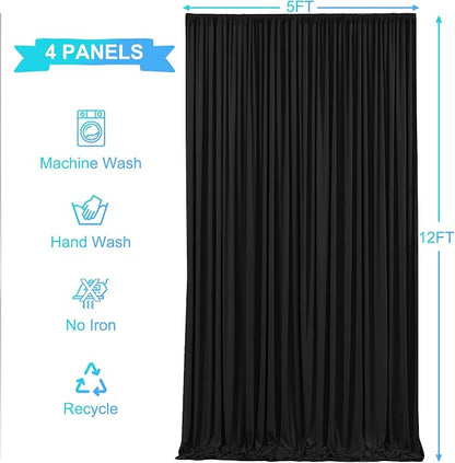 4 Panels Black Backdrop Curtains - Image 6