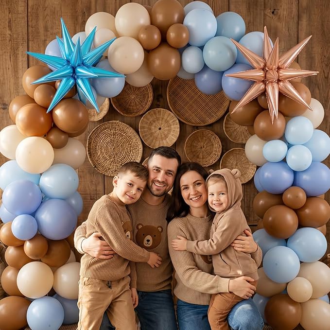 Blue and Brown Balloons, 12 Inch Macaron Blue Nude Brown Latex Balloons - Image 5