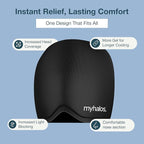 MyHalos® Migraine Relief Cap, 30% Thicker, 2X More Cooling Gel, Stays Colder for Longer, Ice Hat, Ice Pack Head Wrap, Cold Headaches & Migraine Mask - Hangover, Tension Headache Relief Cap (Black)