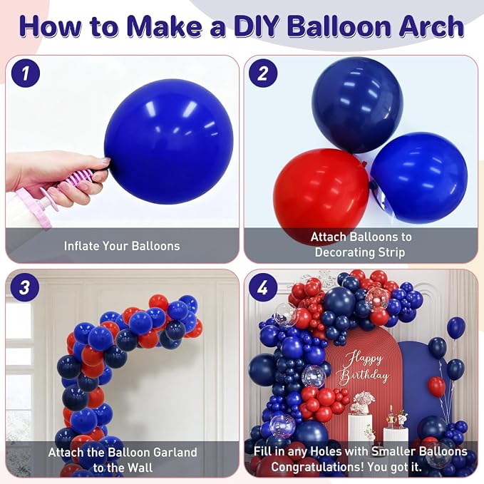 Blue and Red Balloon Garland Arch Kit - Image 3