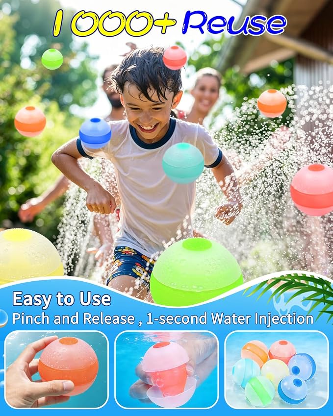 Reusable Water Balloons, Quick Fill Self-Sealing Water Bomb Balloons, - Image 3