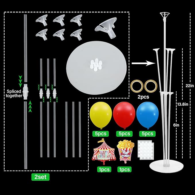 Carnival Circus Birthday Party Balloons Stand Kit 2 Sets - Image 2