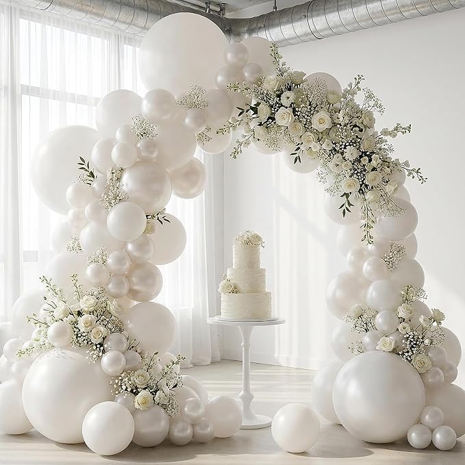 RUBFAC 135pcs Pearl White Balloons, Latex Balloon Different Sizes 18 12 10 5 - Image 5