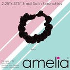 Amelia Beauty, Black Satin Small Scrunchies, 12-Pack – No Damage Hair Ties for Women, Gentle & Durable Hair Accessories, 2.5in x 0.5in