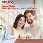 Derma Roller - TUMAKOU Microneedle Roller for Face Scalp Hair - Beard Roller for Women and Men (White)