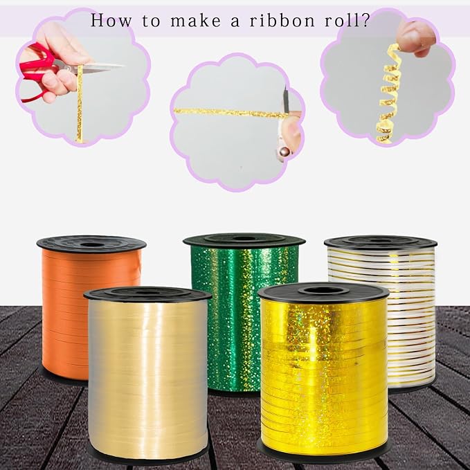 500 Yards Golden Laser Curling Ribbon, 1/5" Holographic Curly Ribbons, Curling - Image 5