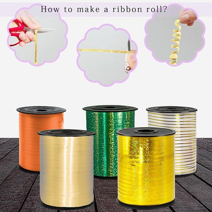 500 Yards Golden Laser Curling Ribbon, 1/5" Holographic Curly Ribbons, Curling - Image 5