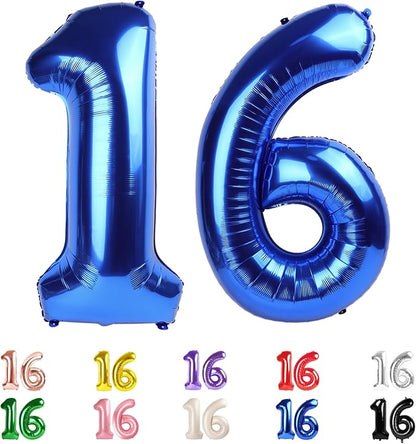 16 Balloon Numbers 40Inch for 16th Year Old Birthday Decorations, Dark Blue | by Mluchee