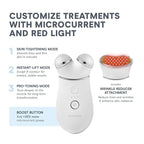NuFACE Trinity+ Microcurrent Facial Device + LED Red Light Wrinkle Reducer Attachment - FDA Cleared Skin Tightening Device + Microcurrent Gel Activator & Silk Creme