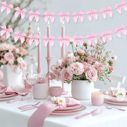 2pcs Pink Bow Garland Banner - Image 5