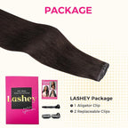 Lashey Seamless Clip in Hair Extensions Human Hair #2 Dark Brown Light Yaki Straight Clip in Extensions Real Human Hair 7pcs 110g 14 Inch PU Weft Natural Hair Extensions for Women