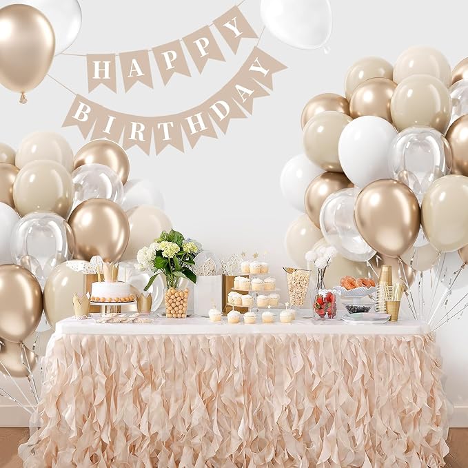 60pcs 12inch Beige White Gold Balloons, Metallic Gold Sand White Cream Beige - Image 7