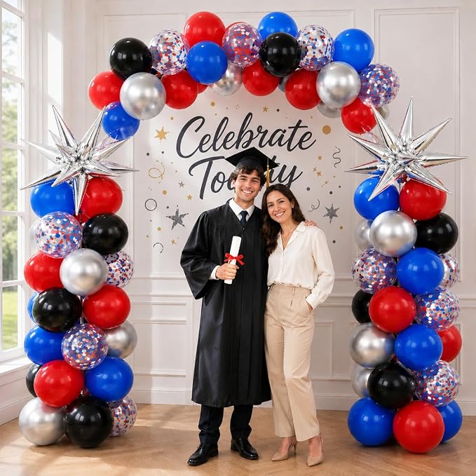 Red Blue Balloons for Patriotic Party Decor | 12 Inch Red Blue Silver Balloons - Image 7