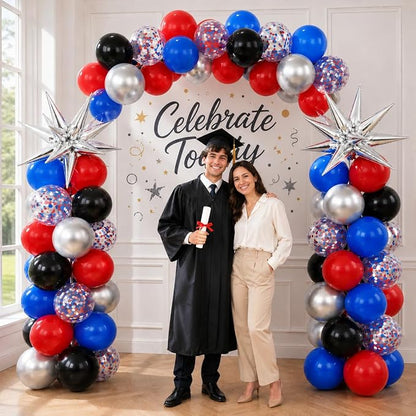 Red Blue Balloons for Patriotic Party Decor | 12 Inch Red Blue Silver Balloons - Image 7