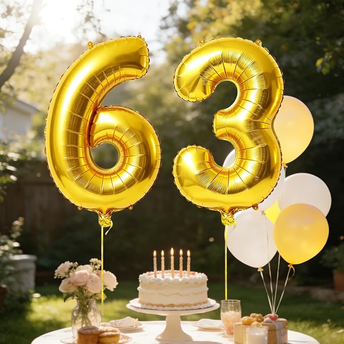 40 Inch Number 63 Balloons for 63rd Birthday Party Decorations, 0-100 Gold - Image 3