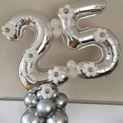 40 Inch Silver 25 Number Balloons Giant Jumbo Huge 25 or 52 Foil Mylar Helium - Image 5
