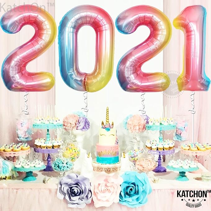 KatchOn Large, 40 Inch Rainbow Number 0 Balloon - Image 8