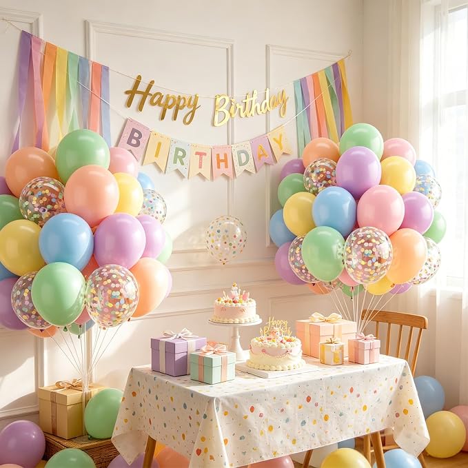 Zesliwy Pastel Colorful Balloons Set, Party Decorations | Pastel Rainbow Balloon - Image 6