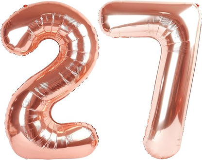 Balloons Number 40 Inch Rose Gold 27 Balloon by Mluchee