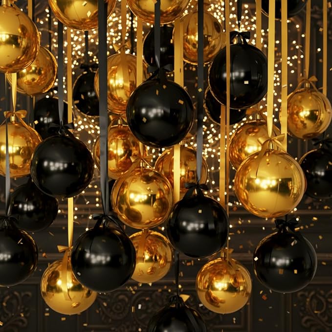 Jenaai 30 Set Black and Gold Round Foil Balloons Bulk 22 Inch 4d Metallic Giant - Image 8