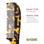 Kent 10T TY Large Handmade Wide-Tooth Detangling Rake Comb - Smooth and Comfortable for Curly, Wet or Dry, Thick Hair