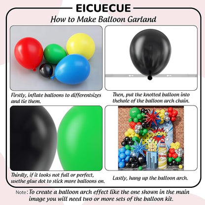 Red Blue Yellow Green Black Balloons Garland Arch Kit - Image 3