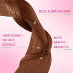YoungSee Tape in Hair Extensions Copper Tape in Extensions Human Hair 14Inch Tape in Real Hair Extension Copper for Women 20Pcs 50G