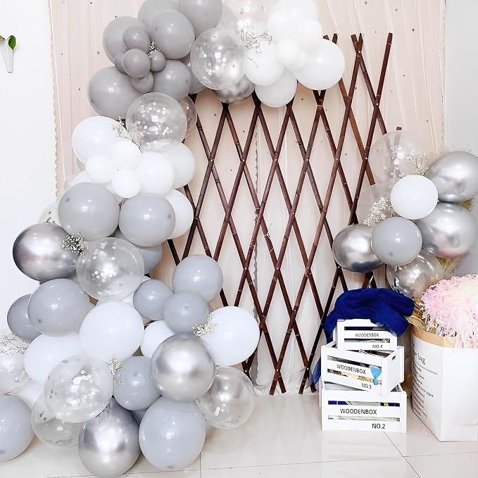 Voircoloria 90pcs Gray Balloons Garland Arch Kit, 18 12 10 5 Inch | - Image 7