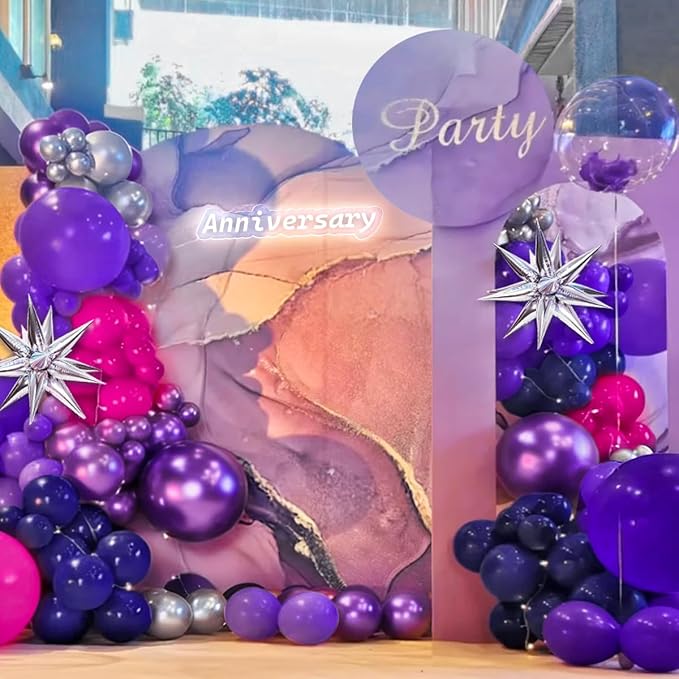 MEBAY Hot Pink Purple and Nave Blue Baloon Garland Arch Kit - Image 4