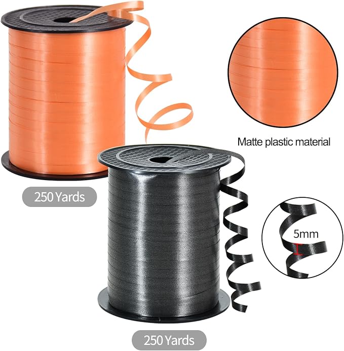 TONIFUL 500 Yards Black Orange Curling Ribbon Balloon String Gift Wrapping | - Image 2