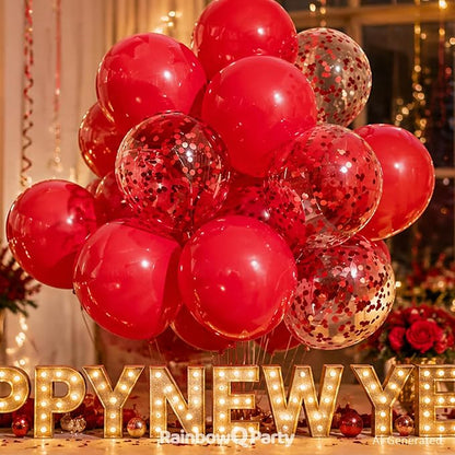 RainbowQ Red Balloons 55Pcs 12 Inch Confetti Latex Helium Party Balloon | Red - Image 4