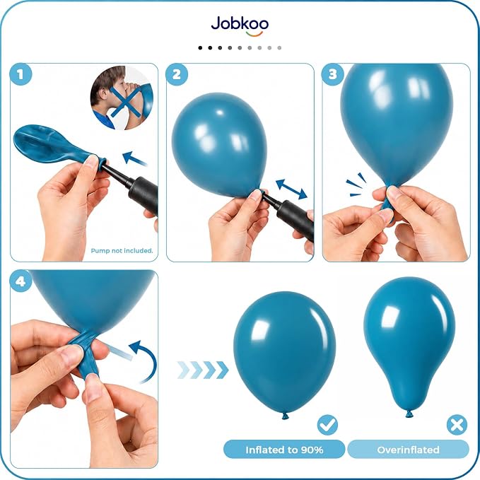 Jobkoo Peacock Blue Balloons 12 Inch, Turquoise Teal Blue Latex Balloon | Matte - Image 5