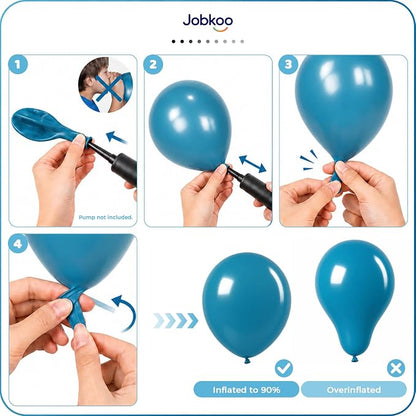 Jobkoo Peacock Blue Balloons 12 Inch, Turquoise Teal Blue Latex Balloon | Matte - Image 5