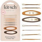 Kitsch Hair Clips for Women & Bobby Pins – Gold Metal Snap Hair Barrettes | Stylish, No Slip, Pain-Free | Ideal for Everyday Hairstyles | Ideal Gifts for Women - Sedona, 8pc Set