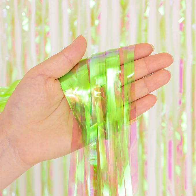 BRAVESHINE Iridescent Foil Fringe Curtains | Party Streamers Photo Backdrop | 2 - Image 2