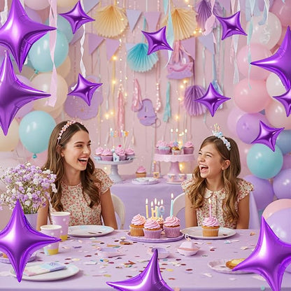 TONIFUL 30 Pcs Four Pointed Star Balloon 26In & 10In Purple Foil Balloon | - Image 4
